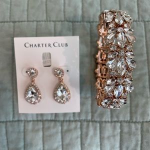 Charter Club Rose-gold Teardrop Earrings and Bracelet